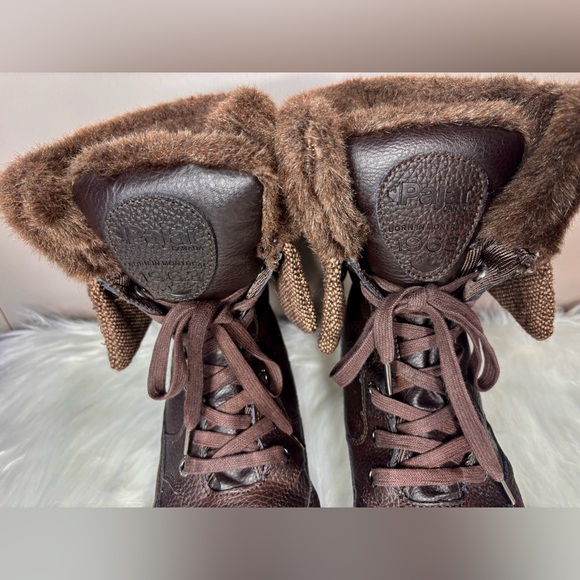 PAJAR Dark Brown Boots Faux Fur Cuff - Picture 7 of 8